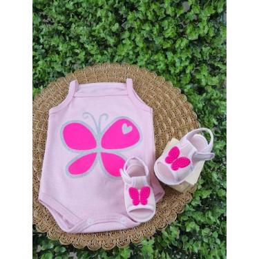 Imagem de Conjunto Sandália Com Body Desenho Bebe Menina Roupa Verão Estampado M