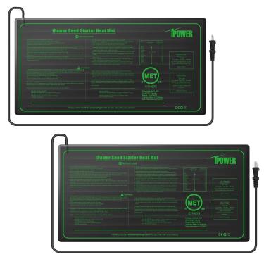 Imagem de iPower GLHTMTSX2-A Pacote com 2 25,4 cm x 52,1 cm Durável Impermeável Mudas Heat Mat Quente Hidropônico Planta Germinação Partida Pad, Verde
