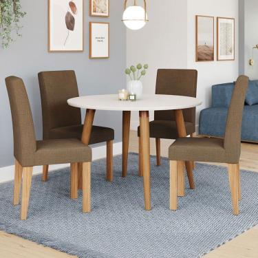 Imagem de Mesa de Jantar 4 Lugares Dani Maia Madeira/Off White/Mascavo - Cimol