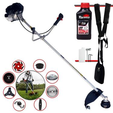 Imagem de Podador de Grama Toyama RT43LB25A 43cc + Facas 2 Pontas, 3 Pontas, 6 Pontas, 40 Dentes Vídea, 80 Dentes, Trimmer, Carretel Nylon, Escova + ÓLEO TOYAMA