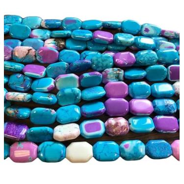 Imagem de Lady Works Fio de pedra natural tingida turquesa de 33 cm, contas lisas retangulares de 18 x 13 mm para fazer joias DIY | Beads_02629