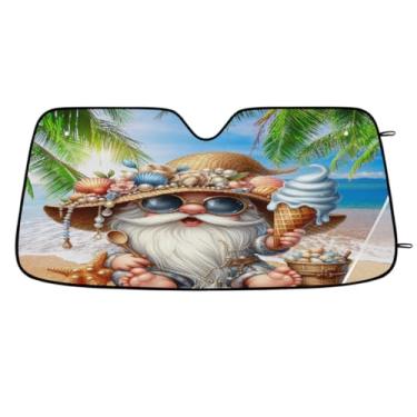Imagem de Para-brisa dianteiro do carro, guarda-sol, verão, litoral, gnomo, dobrável, leve, janela, para-sol, bloqueios, raios UV, sol, mantém o carro fresco viseira de para-brisa para a maioria dos sedans