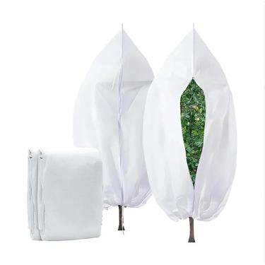 Imagem de 1 pacote de capas de plantas proteção contra congelamento para o inverno 80 cm x 100 cm capas de geada de árvore sacos de cordão para clima frio jaqueta de arbusto anticongelante cobertor quente