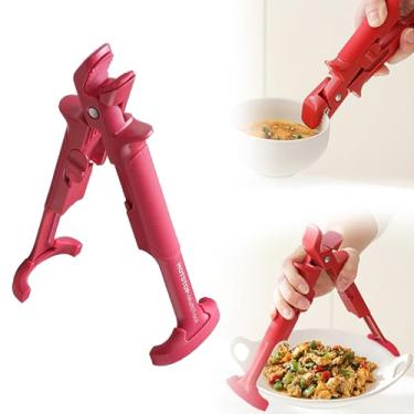 Imagem de Prendedor de placa quente, 2 em 1, de silicone, antiescaldante, clipe para suporte de tigela, para pratos quentes, seguro para cozinhar no micro-ondas