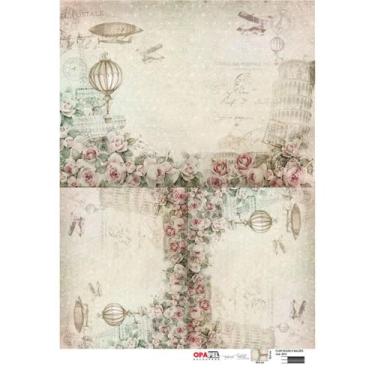 Imagem de Papel de Seda para Decoupage Opapel 30 x 45 cm - 2814 - Flor Rosas e B