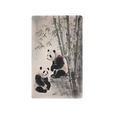 Imagem de Blueangle Placa de parede decoradora de capa em branco, tamanho padrão, 1 gangue panda chinês, capa de interruptor de bambu para quarto de escritório em casa, 4,53 x 2,76 polegadas (196)