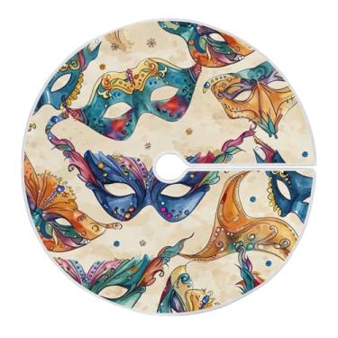 Imagem de Blueangle Saia de poliéster macio com estampa de máscaras de carnaval de 90 cm para decoração de carnaval (63)