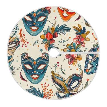 Imagem de Blueangle Saia de poliéster macio com estampa de máscaras de carnaval de 118 cm para decoração de carnaval (11)