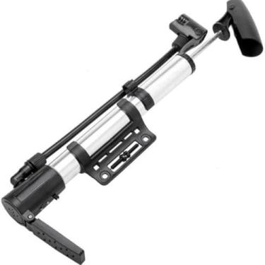 Imagem de Bomba de Ar Manual com Suporte, Alumínio e Plástico, 34cm, Multiuso, Bicos Intercambiáveis Fino e Grosso, para Pneus e Infláveis