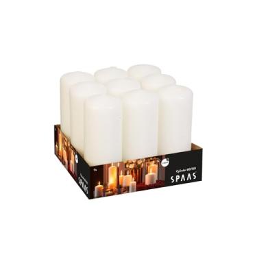 Imagem de Spaas Bandeja de 9 velas pilares sem perfume, cera de parafina branca, D 60 mm x A 150 mm