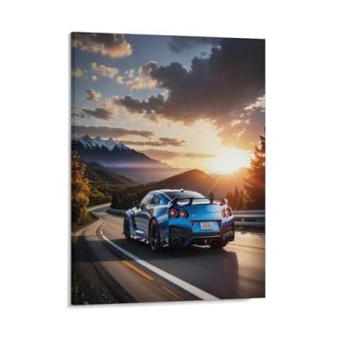 Imagem de HouLaiZhe R35 Jdm carro esporte nascer do sol pôsteres fixes parede parede estética decoração de sala de parede impressões galeria sala decoração de parede para quarto sala de estar escritório 11 x 14