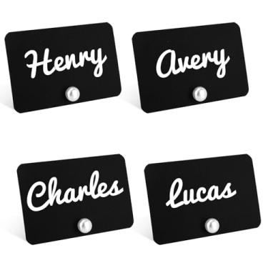 Imagem de 20 Pares Porta-Cartões Magnéticos Nacarados, Elegantes e Decorativos com 100 Cartões Pretos Ideais para Casamentos Decoração de Mesas Etiquetas para Alimentos em Buffets Organização Lugares