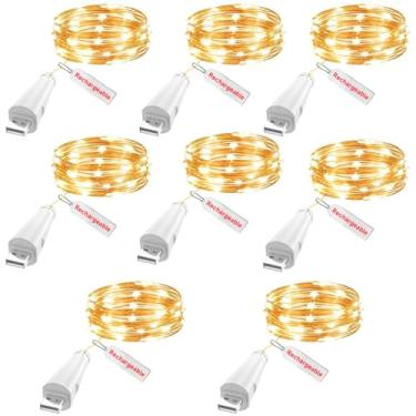 Imagem de Luzes de fadas recarregáveis – 20 luzes de LED de 2,1 m, luz cintilante operada por bateria recarregável por USB para potes de pedreiro, decoração de casamento, decoração de mesa de centro de mesa de