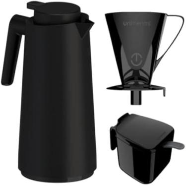 Imagem de Kit Garrafa Termica Cafe Pratico com Acucareiro com Colher e Suporte para Filtro - Azul