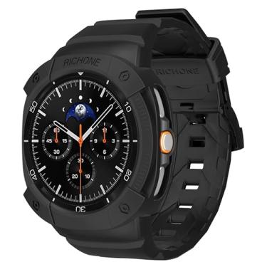Imagem de RICHONE Capa com pulseira compatível com Samsung Galaxy Watch 8 de 46 mm, capa protetora masculina com pulseira de silicone macio para Galaxy Watch8 de 46 mm