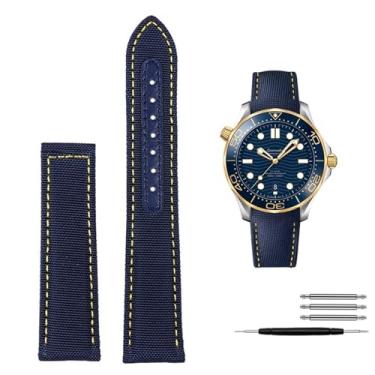 Imagem de RORFFK Pulseira masculina de couro de nylon de alta densidade para Omega Seamaster 300 Super Master AT150 AQUA TERRA 19 mm 20 mm, 20mm, Ágata