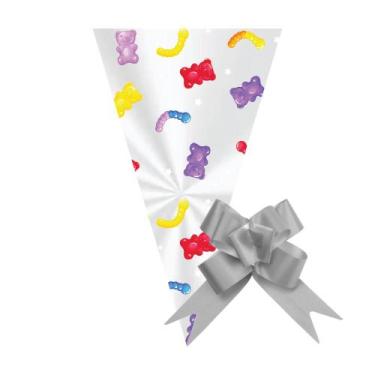 Imagem de 50 Saco Cone para Lembrancinha 18x30cm com Laço - AAZ, Jelly