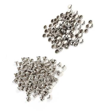 Imagem de Naroote Tampa Dupla Rebite Metal Couro Artesanato Picos para Projetos Diy, 100 Conjuntos 8x8mm, Bolsas Sapatos Chapéus Casacos, Ferro Ouro Prata Bronze (Prata)