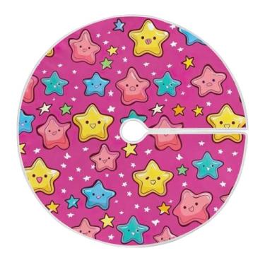 Imagem de Wassud Saia de árvore de Natal, estrelas, ornamentos de Natal, decoração de árvores, decoração de Natal, tapete de árvore para decoração de festa de ano novo, 90 cm