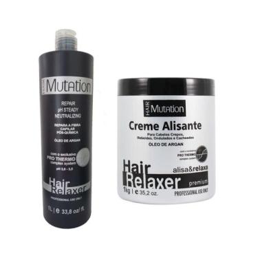 Imagem de Creme Alisante Premium Com Argan 1kg + Shampoo Neutralizante Hair Muta
