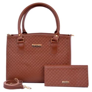 Imagem de Kit Bolsa Feminina Grande Estruturada - Aryel, Marrom
