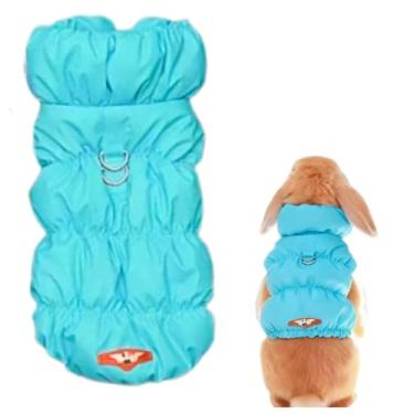 Imagem de Roupas de coelho para animais de estimação, casaco de inverno forrado com lã espessa, jaqueta fofa e quente, adequada para coelhos, gatinhos, filhotes e outros animais de estimação pequenos (azul, GG)