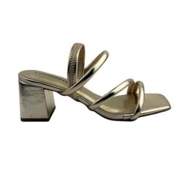 Imagem de Sandália Feminina Salto Bloco Via Marte 171-029-01 Dourada-Feminino