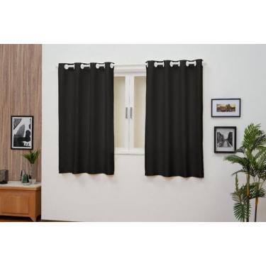Imagem de Cortina Oxford Tecido 2,00x1,40 sala/quarto-Preto - Filomena