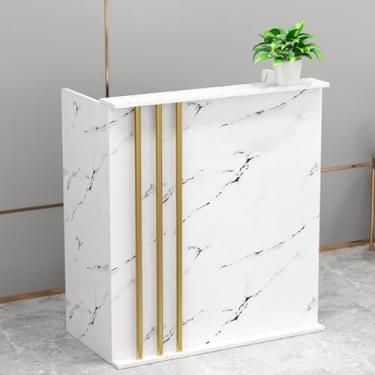 Imagem de Balcão de recepção da frente, mesa de recepção moderna com gaveta com trava, balcão de varejo de mesa de checkout, saguão, salão de beleza, mesa de escritório em casa (multicolorido, 60 x 45 x 95 cm)
