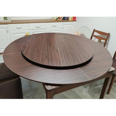Imagem de Tampo de mesa dobrável com toca-discos dobráveis, mesa redonda de madeira de 130 a 170 cm, tampo de jantar de substituição temporária sem pernas, mesa de banquete dobrável em um quarto (marrom, 0,8 m
