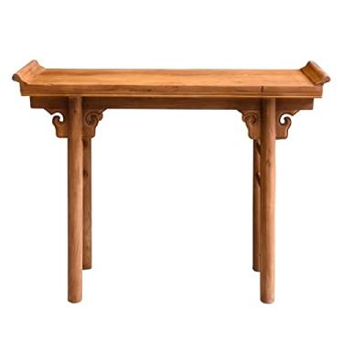 Imagem de Mandir Nova mesa de incenso de estilo chinês para Taiwan, mesa de deus da riqueza com cabeça elevada retrô, mesa de homenagem no salão central, mesa de oferta antiga de madeira maciça, mesa de