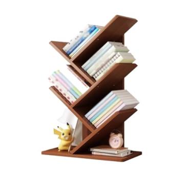 Imagem de VHDY85KA Estante de livros com 5 andares, pequena árvore, organizador de mesa, estantes estreitas, livros, revistas, prateleiras de armazenamento de madeira, para casa, escritório, quarto, moderno