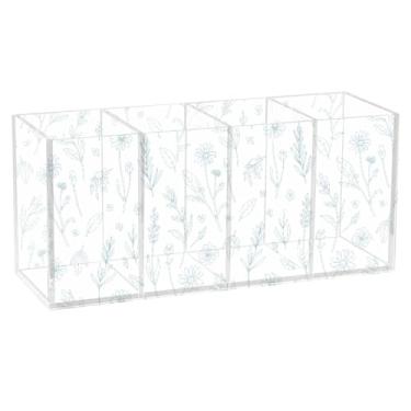 Imagem de Burbuja Porta-canetas de acrílico com 4 compartimentos, suporte de lápis transparente para pincéis de maquiagem, acessórios de mesa de escritório em casa