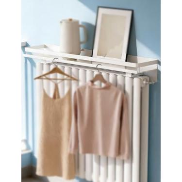 Imagem de Tampa de prateleira de radiador flutuante ajustável - sem broca, 40 a 192 cm, armazenamento decorativo superior do aquecedor com laterais elevadas, maximiza o espaço para casa e escritório