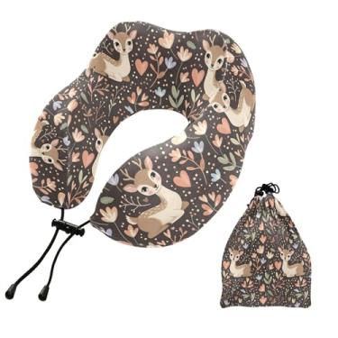 Imagem de Burbuja Almofada de pescoço fulvo para viagem, almofada de viagem de espuma viscoelástica para suporte de cabeça de carro de avião dormindo, lavável na máquina e portátil