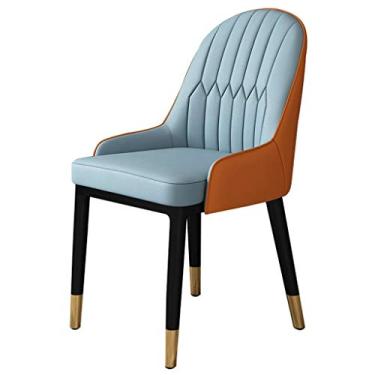 Imagem de Conjunto de 2 cadeiras de jantar modernas - Cadeira lateral de couro sintético de camurça fosca com pernas de metal, estofamento à prova d'água - Opções de cores branca e cinza