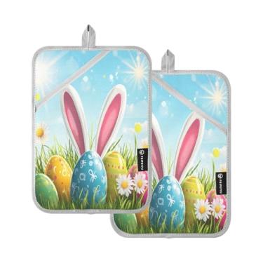 Imagem de Burbuja Suporte de panela de ovos de coelho com bolso, almofadas quentes resistentes ao calor, luvas de forno de enchimento de algodão para cozinha, cozimento, 2 unidades