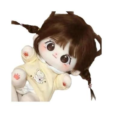 Imagem de Boneca De Algodão Kawaii De 20cm, Menina Fofa Com Cabelos Castanhos, B