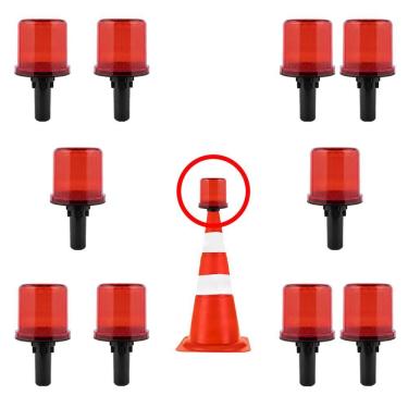 Imagem de Sinalizadores Viario Solar Kit 10 Estrada Rodovia Cone Sinalizacao Transito Alerta Emergencia Obra