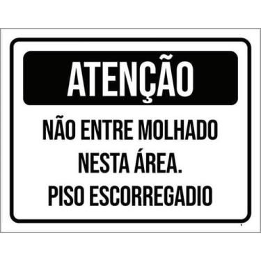 Imagem de Kit 10 Placas Atenção Não Entre Molhado Piso Escorregadio - Sinalizo