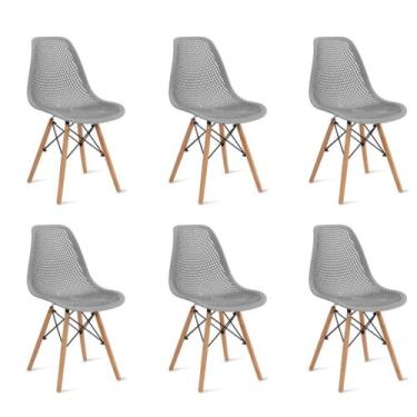 Imagem de Kit 6 Cadeiras Eames Design Colméia Eloisa Cinza - Homeland