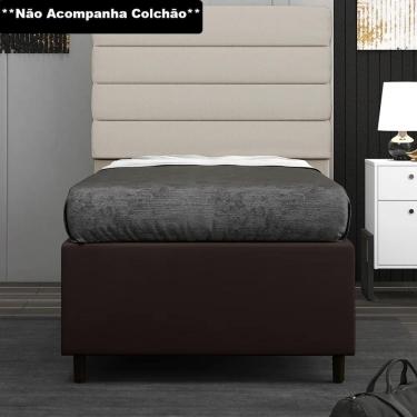 Imagem de Base para Cama Box Solteiro 88x188cm Hit Z04 Sintético Marrom - Mpozenato