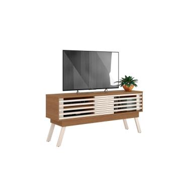 Imagem de Bancada Frizz 1.5 Naturale Off White para TV até 65 Polegadas com 2 Portas Deslizantes Liberty Móveis