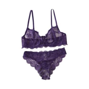 Imagem de Conjunto De Sutiã E Calcinhas De Renda Multicolorido, Lingerie Sexy Tr