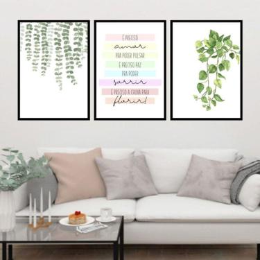 Imagem de Kit 3 Quadros Decorativos Samambaia - É Preciso Amor