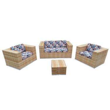 Imagem de Conjunto Sofá Com Poltronas de Fibra Sintética Em Alumínio Área Extern