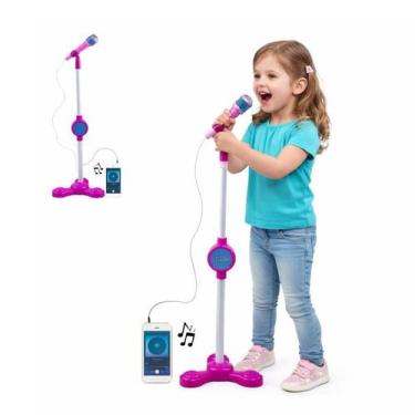 Imagem de Brinquedo 1 Microfone Infantil Pedestal Luz e Som Karokê - Toys E Toys