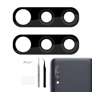 Imagem de BESJMYT Pacote com 2 para Samsung Galaxy A50 Lente de Câmera Traseira Adesivo de Substituição para Lente de Vidro com Ferramenta de Reparação Completa Pinça Pano de Pó para A50 SM-A505U SM-A505U1