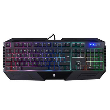 Imagem de Teclado Gamer HP K110 USB Led ABNT2 Altura Ajustável Led - Preto