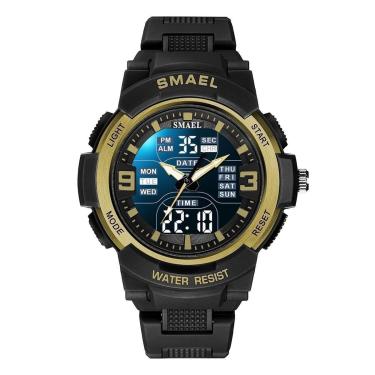 Imagem de Relógio Masculino Esportivo 5ATM Smael AnaDigi 1912 Preto e Dourado-Masculino